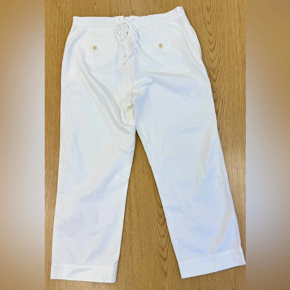 J. Crew 100% Cotton Cropped Sailor Chino Pants Button front & Tie back Size 10